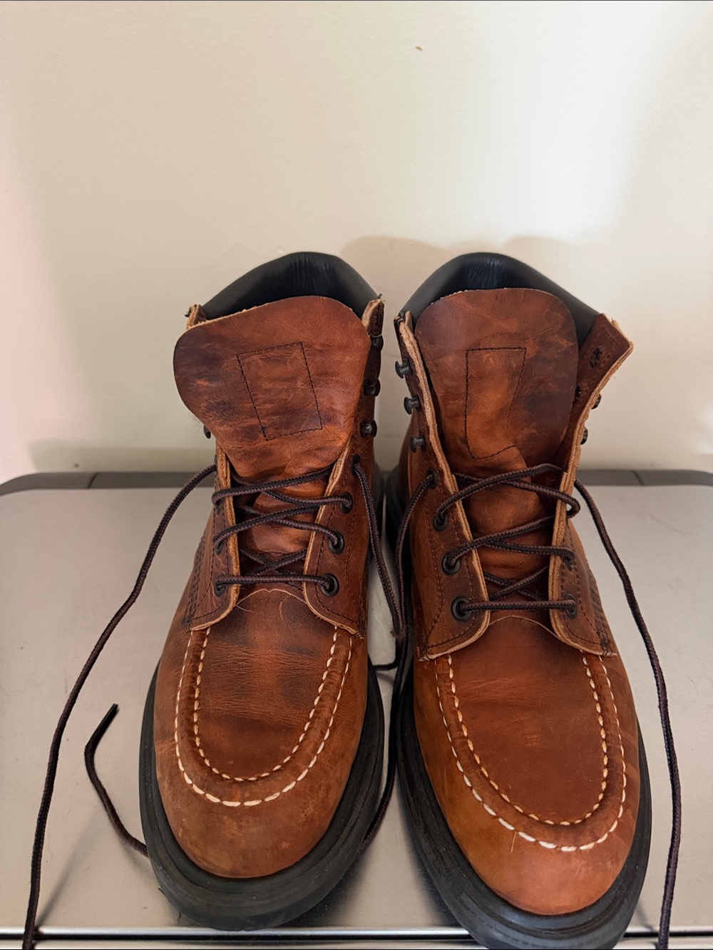 Red Wing Shoes Brown Leather Moccasin-Toe Work Boots